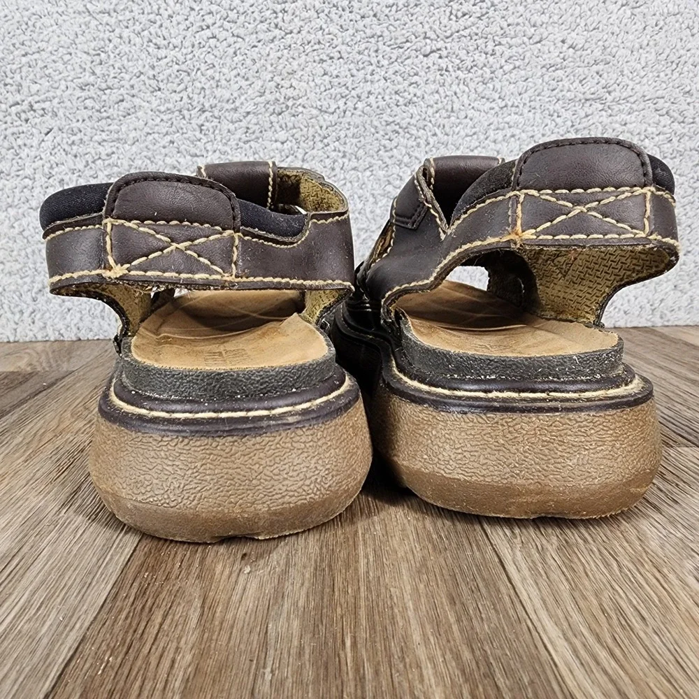 Wolfe Island Y2K Mens 11 Open Toe Chunky Brown Leather Fisherman Sandals Comfort